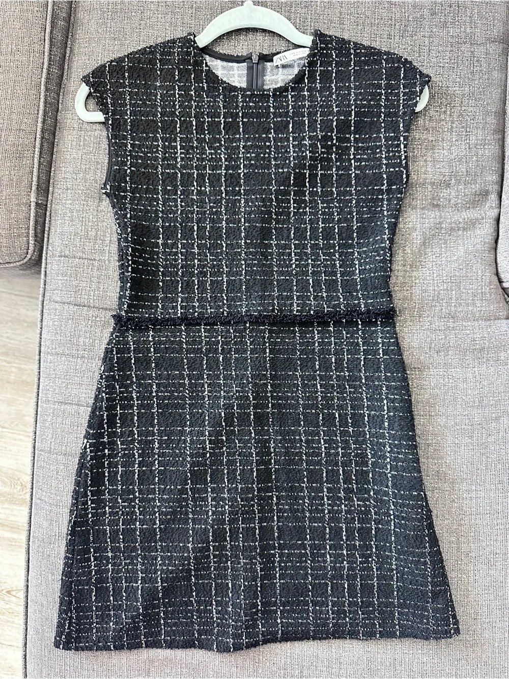 Zara Black and White Tweed Mini Dress Size S - Picture 15 of 16